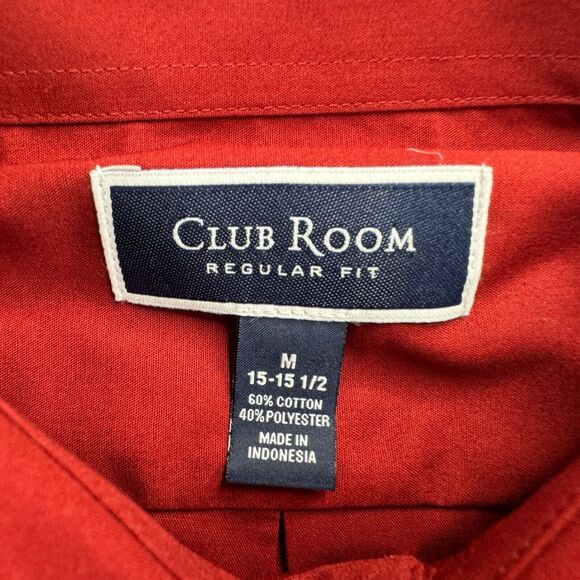 Club Room Mens Regular Fit Solid Dress Shirt Red 15-15.5 - Picture 3 of 4